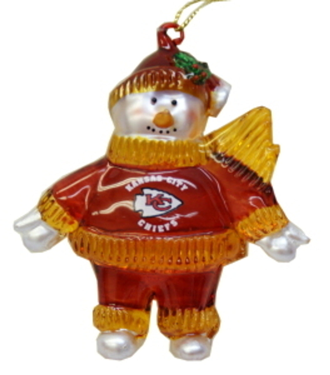 Kansas City Chiefs 2 3/4 Crystal Snowman Ornament